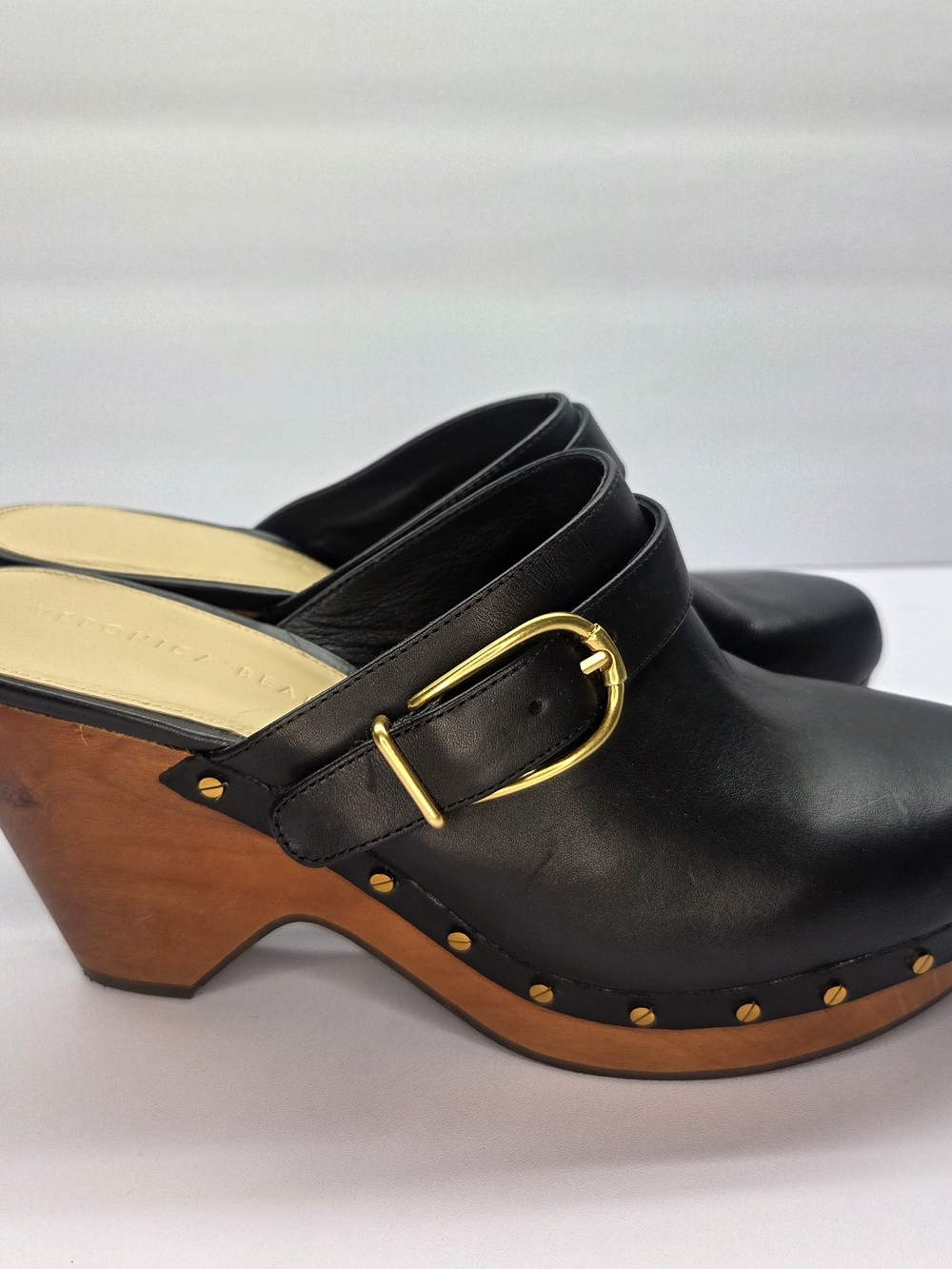Veronica Beard "Hendrix" Clogs Black Leather Size 9.5